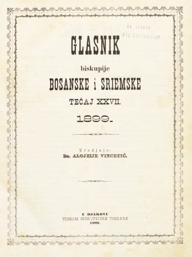 God. 27(1899) / uredjuje dr. Alojzije Vincetić