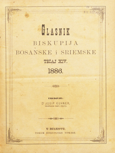 God. 14(1886) / uredjuje dr. Josip Kuhner