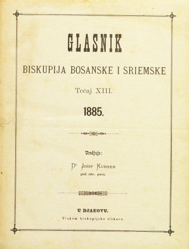 God. 13(1885) / uredjuje dr. Josip Kuhner