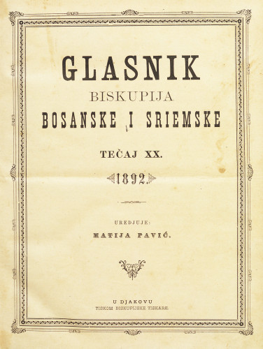 God. 20(1892) / uredjuje Matija Pavić
