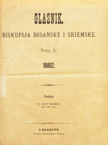 God. 10(1882) / uredjuje dr. Josip Kuhner