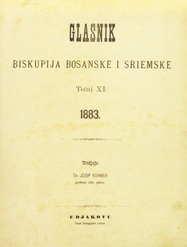 God. 11(1883) / uredjuje dr. Josip Kuhner